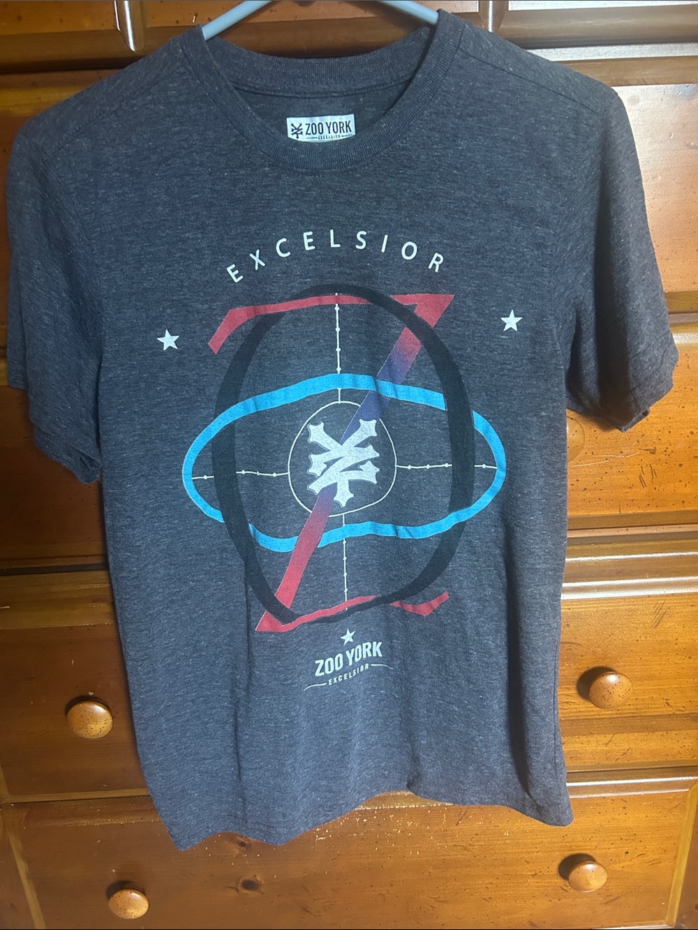 Zoo York Charcoal Graphic Tee with Red & Blue Motif